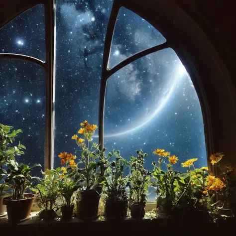 cinematic still the most ephemeral gothic pixie in celestial lunar greenhouse with plants from various celestial bodies . emotional, harmonious, vignette, 4k epic detailed, shot on kodak, 35mm photo, sharp focus, high budget, cinemascope, moody, epic, gorg...