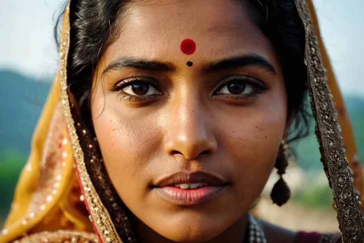 cinematic still A close up shot of an 18 year old Bangladeshi-Rohingya woman ,highly detailed skin with hair , emotional, harmonious, vignette, 4k epic detailed, shot on kodak, 35mm photo, sharp focus, high budget, cinemascope, moody, epic, gorgeous, film ...