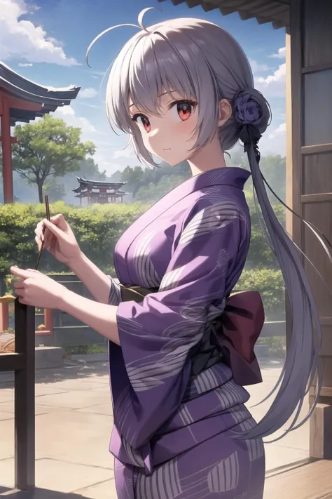 masterpiece,  1girl,  kamishiro alice, yukata, temple <lora:kamishiroalice-nvwls-v1:1>,