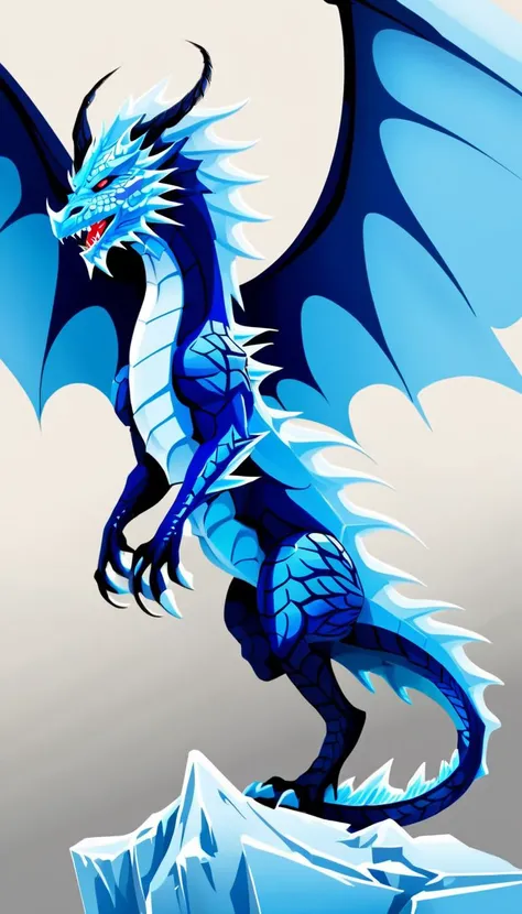 Ice dragon, hero view, action pose, beautiful extremely detailed piercing eyes, scenery, detailed background, masterpiece, best quality, high quality, absurdres <lora:ice_dragon_xl_v1:1>, Vector art, Vivid colors, Clean lines, Sharp edges, Minimalist, Prec...