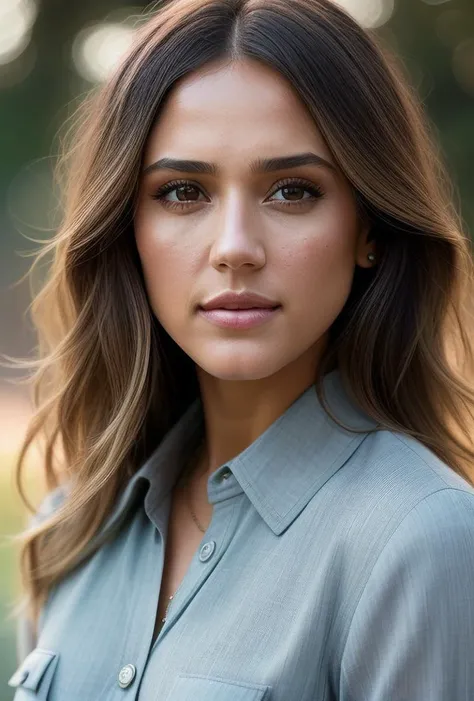 beautiful woman (EPJessica_Alba:.99), perfect hair, gem jewellery, ((portrait)), (closeup:1.2), ((from the waist up)), (((  A sleek, solar-powered outdoor event space, hosting weddings, parties, and cultural events with a focus on sustainability :1.2 ))), ...