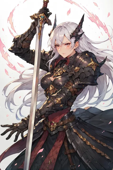 a close up of a person holding a sword in a field