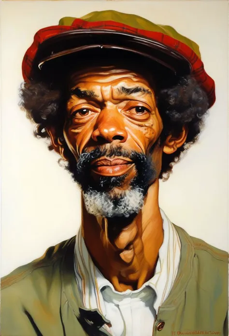 gil scott heron, oil painting by norman rockwell, masterpiece, best quality, white studio background