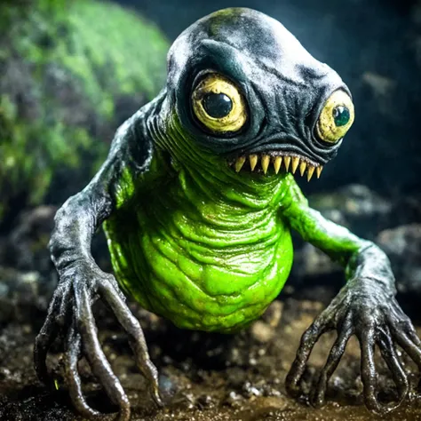 small monster, sub surface scattering, shiny slimy skin, angry eyes,