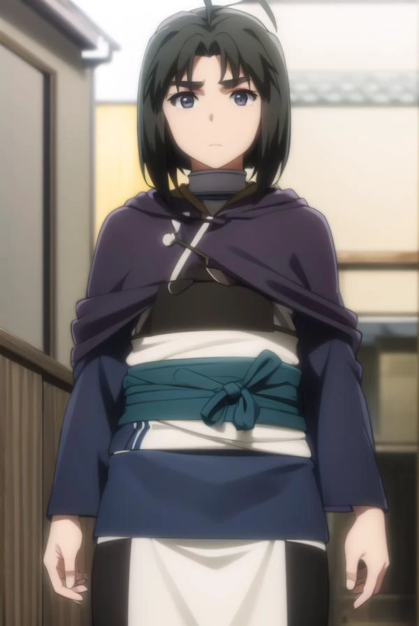 utawarerumonohaku, <lora:utawarerumono haku s2-lora-nochekaiser:1>,
haku, black hair, ahoge, male focus, (black eyes:1.3), (parted bangs:1.5),
BREAK ainu clothes, long sleeves, capelet, japanese clothes,
BREAK outdoors,
BREAK looking at viewer, (cowboy sho...