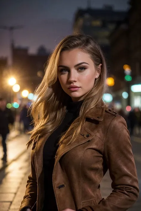 photo of S191_NataliaWasiluk,a gorgeous woman,on a (pavement:1.1),wearing a (suede-coat:1.1),(sunset:1.1),(8k, RAW photo, best quality, depth of field, ultra high res:1.2),(absurdres, intricate, photorealistic, masterpiece, ultra-detailed:1.3),