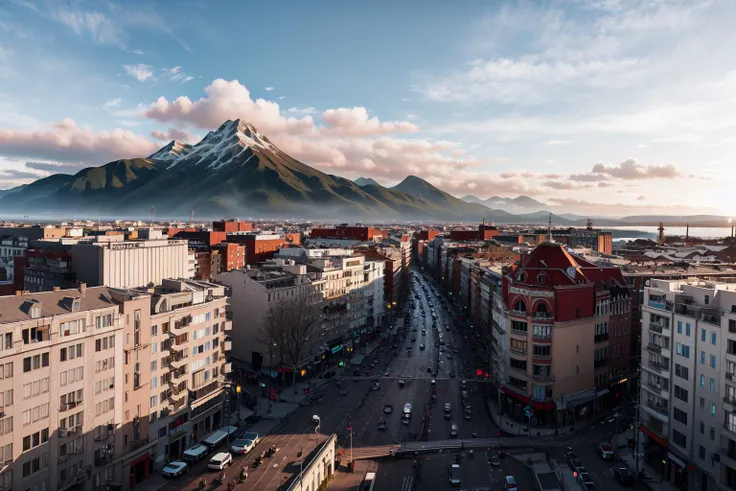 cityx, scenery, no humans, sky, cloud, cityscape, sunset, city, outdoors, building, sun, mountain, landscape, horizon, ocean<lora:cityx:0.9>