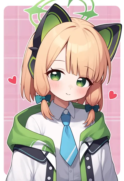 anime girl with green eyes and a cat ears