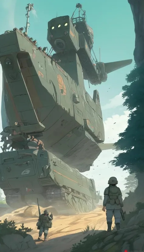 Astra militarum, scenery, detailed background, masterpiece, best quality, high quality, absurdres <lora:astra_militarum_xl_v1:1>, (Studio ghibli style, Art by Hayao Miyazaki:1.2), Anime Style, Manga Style, Hand drawn, cinematic, Sharp focus, humorous illus...