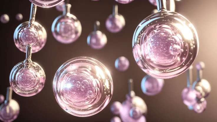 a close up of a bunch of glass balls hanging from a ceiling