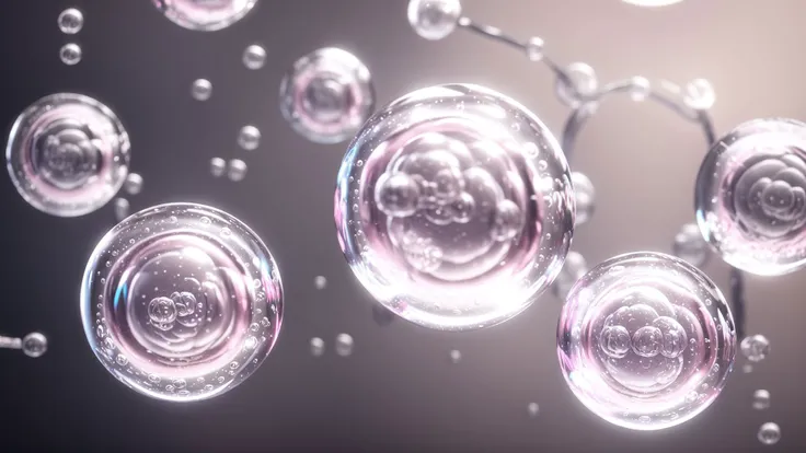 a close up of a bunch of bubbles floating in the air