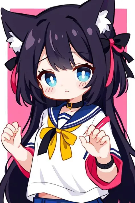 a cartoon image of a girl with long hair and a cat ears