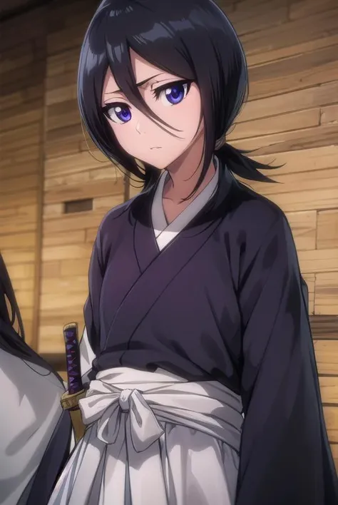 rukiakuchiki, <lyco:rukiakuchiki-lyco-nochekaiser:1>,
rukia kuchiki, default rukia, black hair, hair between eyes, (purple eyes:1.1),
BREAK weapon, japanese clothes, sword, kimono, katana, sheath, hakama, black kimono, long sleeves, wide sleeves,
BREAK out...