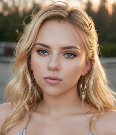 a close up of a woman with blonde hair and blue eyes