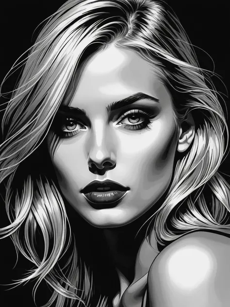 by LOUI JOVER, Dark Moody Atmosphere, dramatic, mysterious, dark moody atmosphere, of a busty young woman by Carlo Galli Bibiena and Carlo Galli Bibiena and Fernando Botero, stunningly beauty, blonde, bold lines, hyper detailed, dark limited palette, drama...