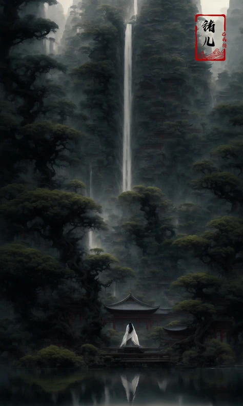 an painting in a style of oriental painting, in the style of matte painting, layered and atmospheric landscapes, rich and immersive, quiet contemplation, dark white and green, history painting, zen-inspired, grandeur of scale
highly detailed, dynamic, cin...