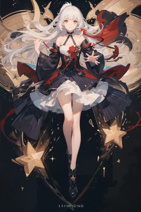 (masterpiece,8k wallpaper, best quality),(best illumination, best shadow, an extremely delicate and beautiful), 1girl with (high ponytail,white hair,detailed beautiful dedicated beautiful red eyes),cetus,beautiful planets around,space <lora:animeTarotCardA...