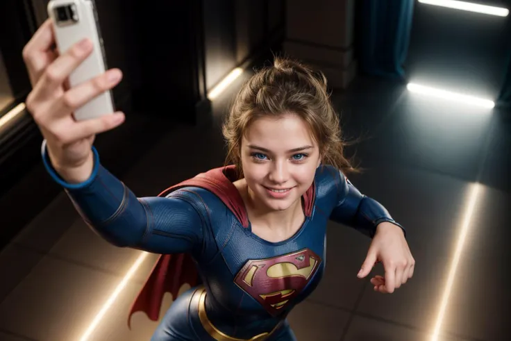 dc movies,from above,selfie,hyper realistic gopro action photo of a 18 year old girl,supergirl,dancing,happy,ray tracing,detail ...