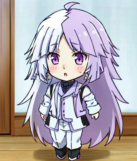 a close up of a cartoon character with long hair and purple hair