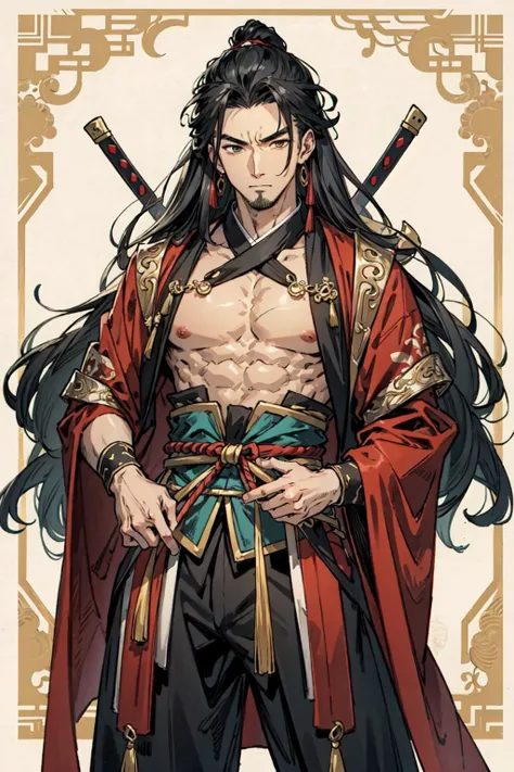 (best quality),  detailed background, oriental nobless,warrior man,man, nsfw man