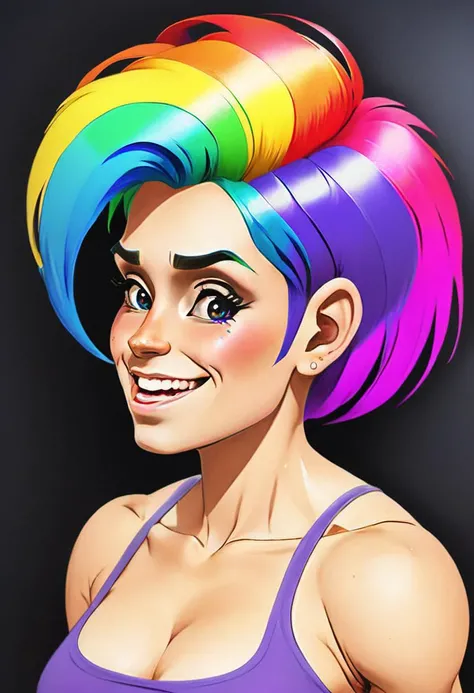 <lora:InfiniteTina:.6> A 24-year-old InfiniteTina bodybuilder with rainbow hair