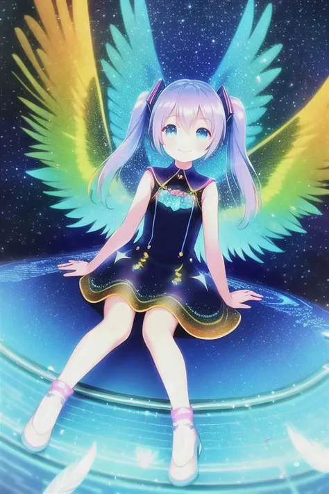 new,text,electronic circuit pattern dress,electronic circuit pattern,miku,masterpiece, best quality, 8K, (photorealistic:1.4),(Vivid colors:1.3),(content expression:1.3),Electronic girl. Cyberpunk magic. Electronic wings dress. Electronic room. A world wit...