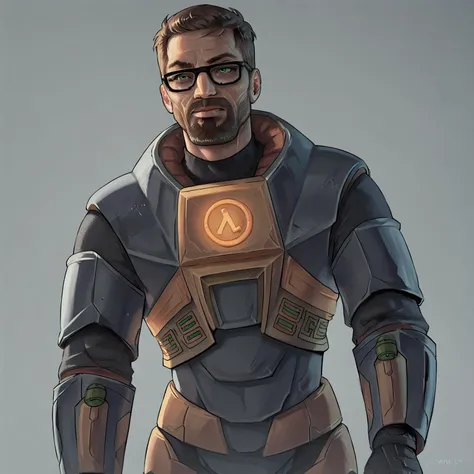 a man in a suit with glasses and a helmet