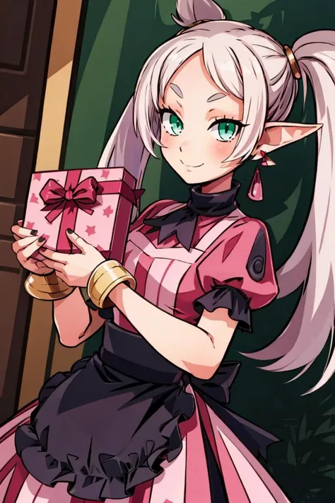 a close up of a person holding a box with a bow