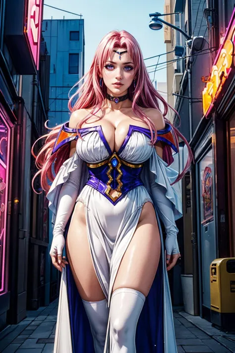 (ultra realistic,32k, masterpiece:1.2),(high detailed skin:1.1),( high quality:1.1),
<lora:tlrsephie-nvwls-v1:0.8>sephie michaela deviluke,pout, pink hair, circlet, choker, white cape, off-shoulder dress, white dress, cleavage, long dress, elbow gloves, ne...