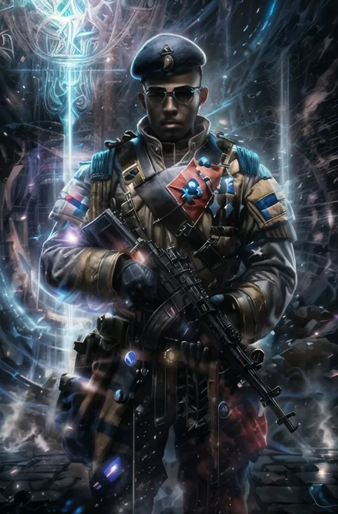 (Photorealistic) (((Best Quality))), ((Masterpiece)), (Detailed), Photorealistic, (black man wearing tactical gear:1.2), holding gun, realistic background, night, fog, Inferno, ambient occlusion, volumetric lighting,  <lora:add_detail:1>
Negative prompt: B...