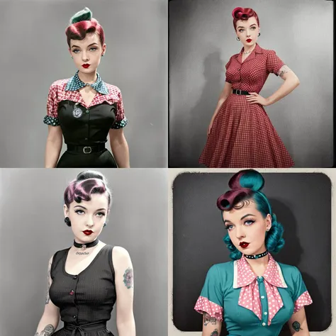 a close up of four different photos of a woman with different hair styles