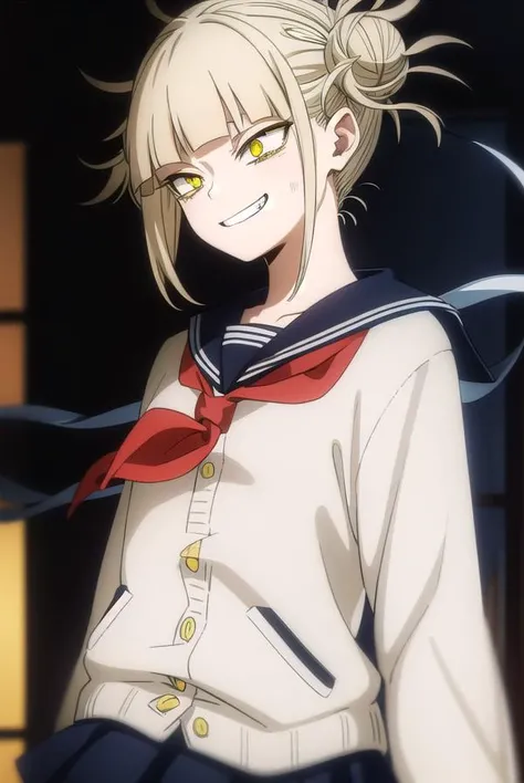 togahimiko, <lora:himiko toga s5-lora-nochekaiser:1>,
himiko toga, (toga himiko:1.2), bangs, blonde hair, (yellow eyes:1.5), blunt bangs, hair bun, double bun, messy hair, smile, grin, teeth,
BREAK skirt, long sleeves, school uniform, pleated skirt, shoes,...