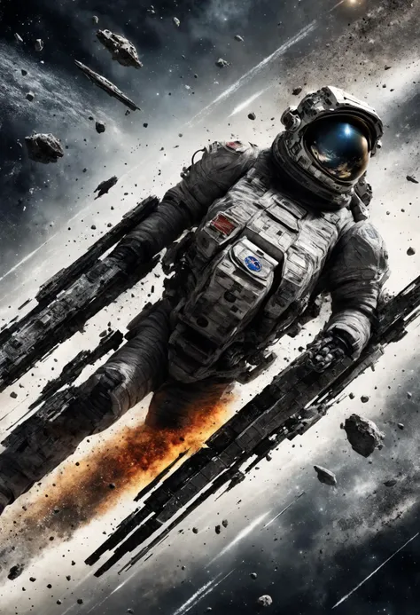 a man in a space suit is flying through space