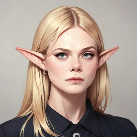 a woman with long blonde hair and elf ears posing for a picture