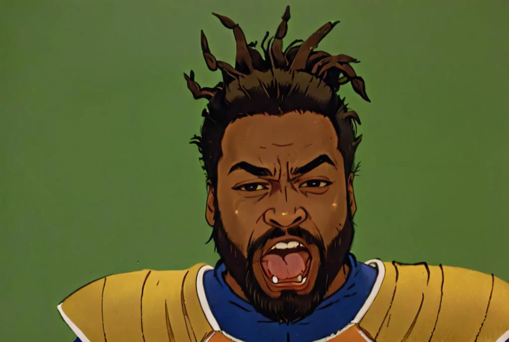 a close up of a cartoon of a man with dreadlocks