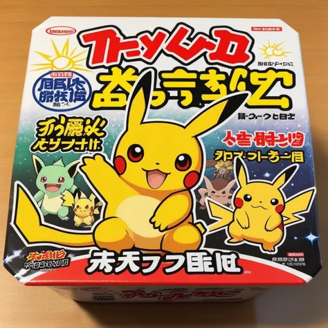 a close up of a box of pokemon pikachu