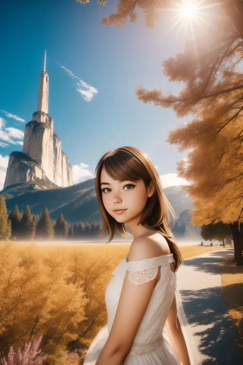 1girl, [ (impressionism art by Alexandr Averin:1.3) and (Charlie Bowater:1.0) ::13], attractive Unreal Engine, best quality, angle from below of a ("Its a beautiful morning.":1.3) , it is very [Awful|Sacred] and Loathsome, Angular The El Capitan in backgro...