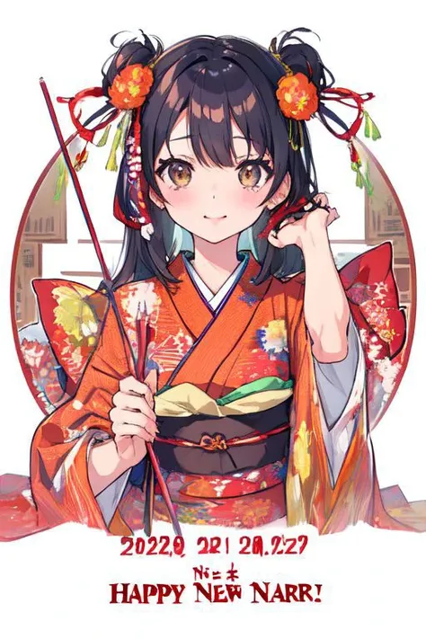 a woman in a kimono outfit holding a pair of chopsticks