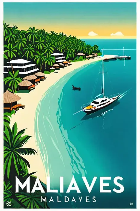 Vector art, a poster of The Maldives by Monsieur Z <lora:Monsieur_Z_Style_XL-000010>