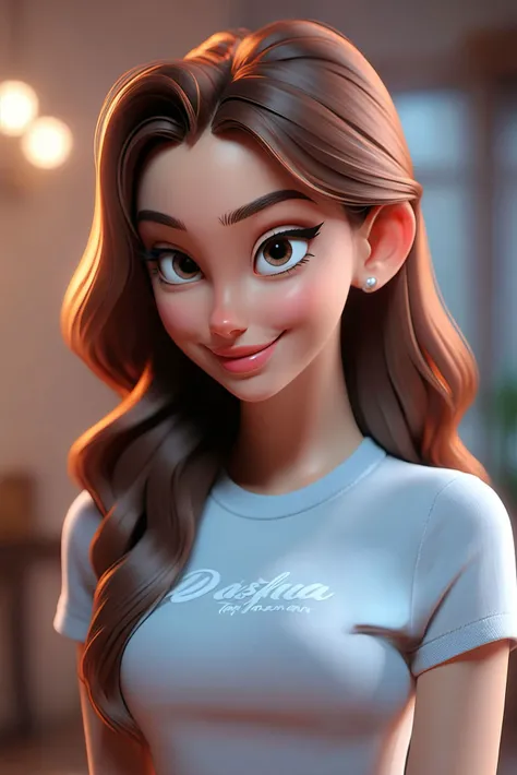 a cartoon girl with long hair and a white shirt