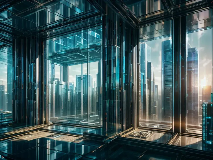 glass room. highrise. transparent. mecha interior. city background. realistic photography. fine details. 8k. <lora:GlassTech:0.8> <lora:mechaarmor_v0.7:0.2>