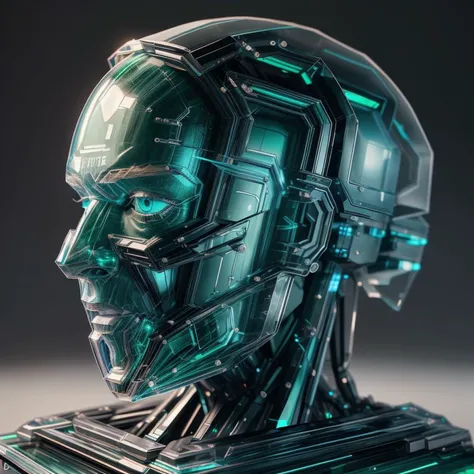 Glasstech. transparent. scifi head, fine details, gradient emerald. octane render, 3d rendering. ray tracing. hyper realistic. 8k
<lora:GlassTech:0.8> <lora:Mecha:0.2>