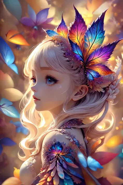 a girl with a butterfly headpiece and wings on her head