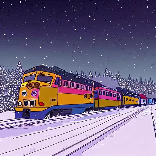 there is a train that is going down the tracks in the snow