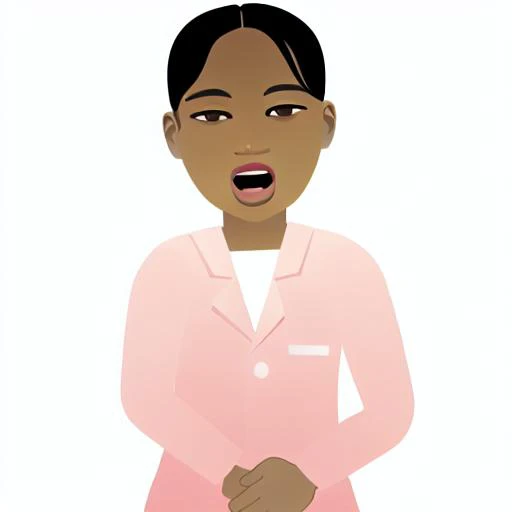 cartoon of a woman in a pink suit with a surprised look