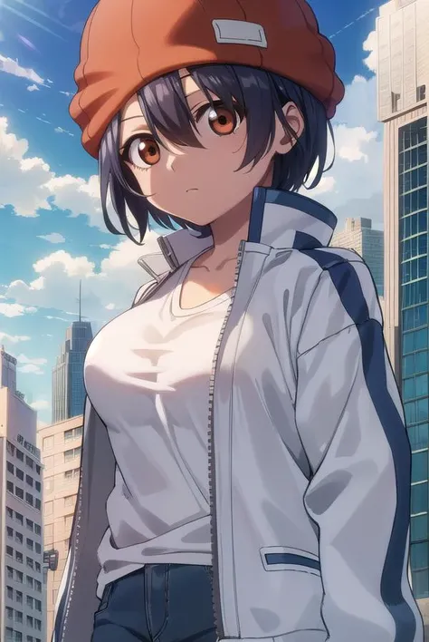 fuukoizumo, <lora:fuuko izumo s1-lora-nochekaiser:1>,
fuuko izumo, black hair, hair between eyes, (brown eyes:1.5), short hair,
BREAK shirt, white shirt, jacket, open jacket, pants, denim, beanie, (red beanie:1.2),
BREAK outdoors, city, sky, clouds, sun,
B...