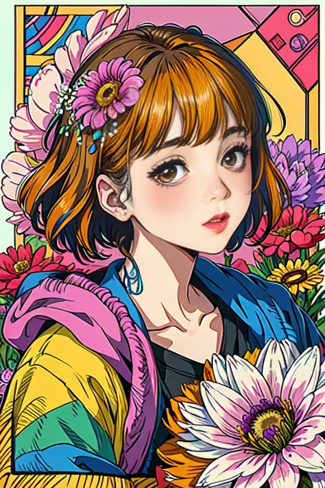 (ultra-detailed background, detailed background), absurdres, highres, ultra detailed, extremly detailed, 1girl, (bunch of flowers:1.3), (zentangle:1.2), (geometric:1.2),(colorful), <lora:cuteGirlMix4_v10:0.35>,