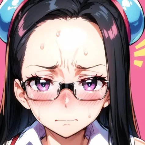 anime girl with glasses and a bow on her head