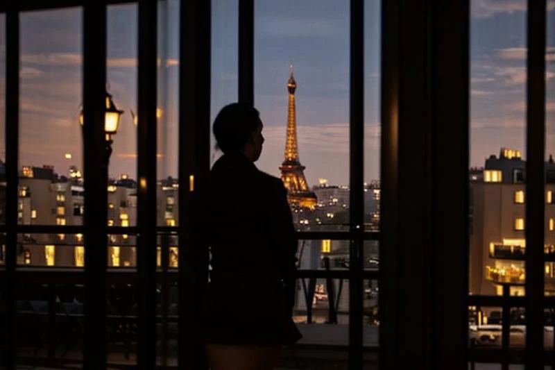 arafed view of the eiffel tower from a balcony