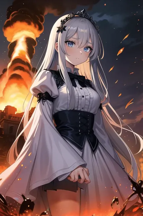 (((masterpiece))),bestÂ quality,Â illustration,(beautifulÂ detailedÂ girl),beautifulÂ detailedÂ glow,((flamesÂ ofÂ war)),(((nuclearÂ explosionÂ behide))),rain,detailedÂ lighting,detailedÂ water,(beautifulÂ detailedÂ eyes),expressionless,palace,azureÂ hair,...